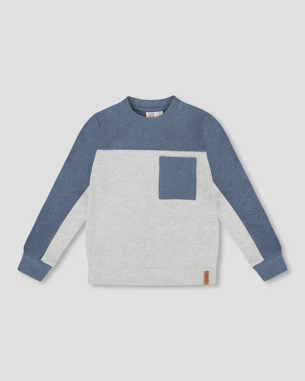 Long Sleeve Super Soft Brushed Jersey Top Color Block Light Heather Gray