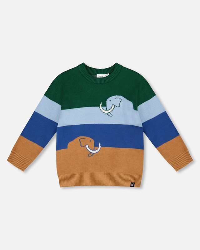Boys&#39; Long Sleeve Knit Sweater Blue, Green And Brown