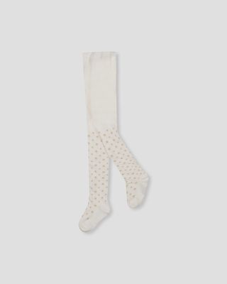 Knit Tights Off-White With Golden Star Pattern