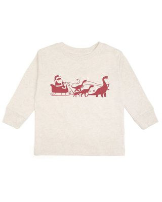 Dino Christmas Long Sleeve Shirt - Natural