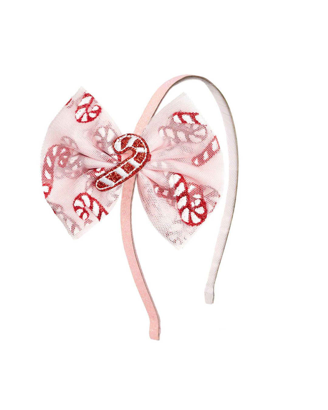 Candy Cane Confetti Tulle Bow Headband