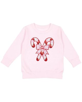 Girls Crewneck Sweatshirt - Candy Cane Patch Ballet