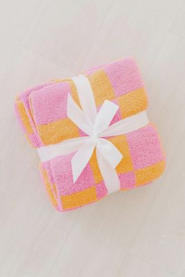 Cozy Blanket - Bright Pink/Orange Checker