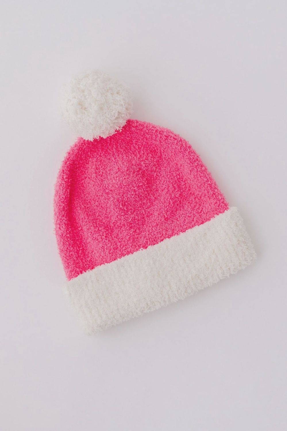 Cozy Pom Beanie - Bright Pink/Coconut