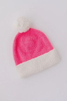 Cozy Pom Beanie - Bright Pink/Coconut