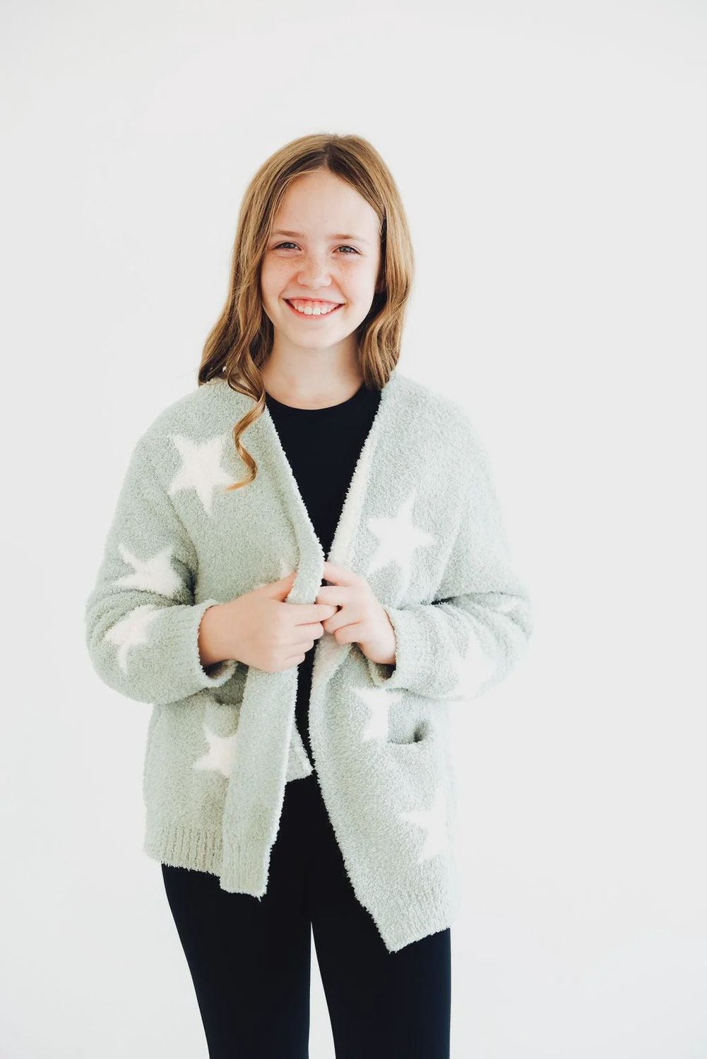 Cozy Cardigan - Sage/Coconut Star