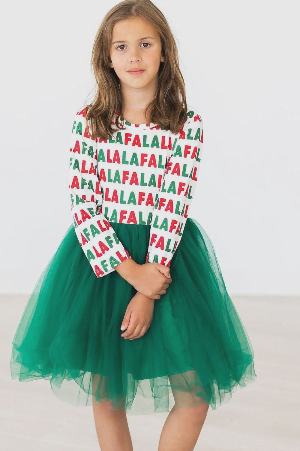Toddler/Girls Long Sleeve Tutu Dress - Holiday Fa la la