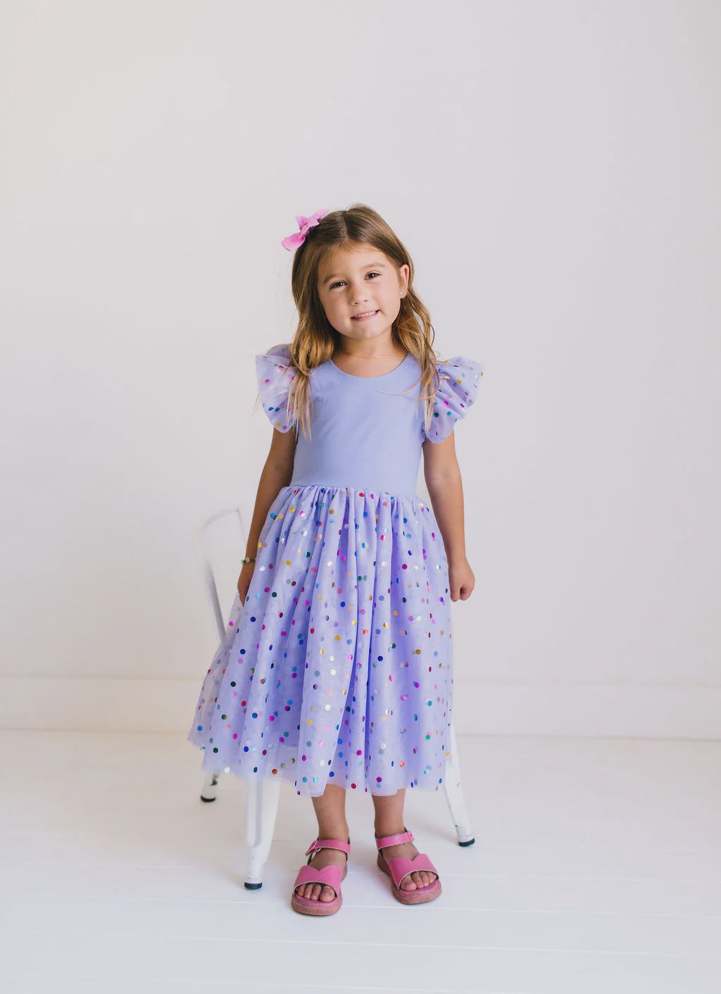 Girls Olivia Dress in Confetti Grape