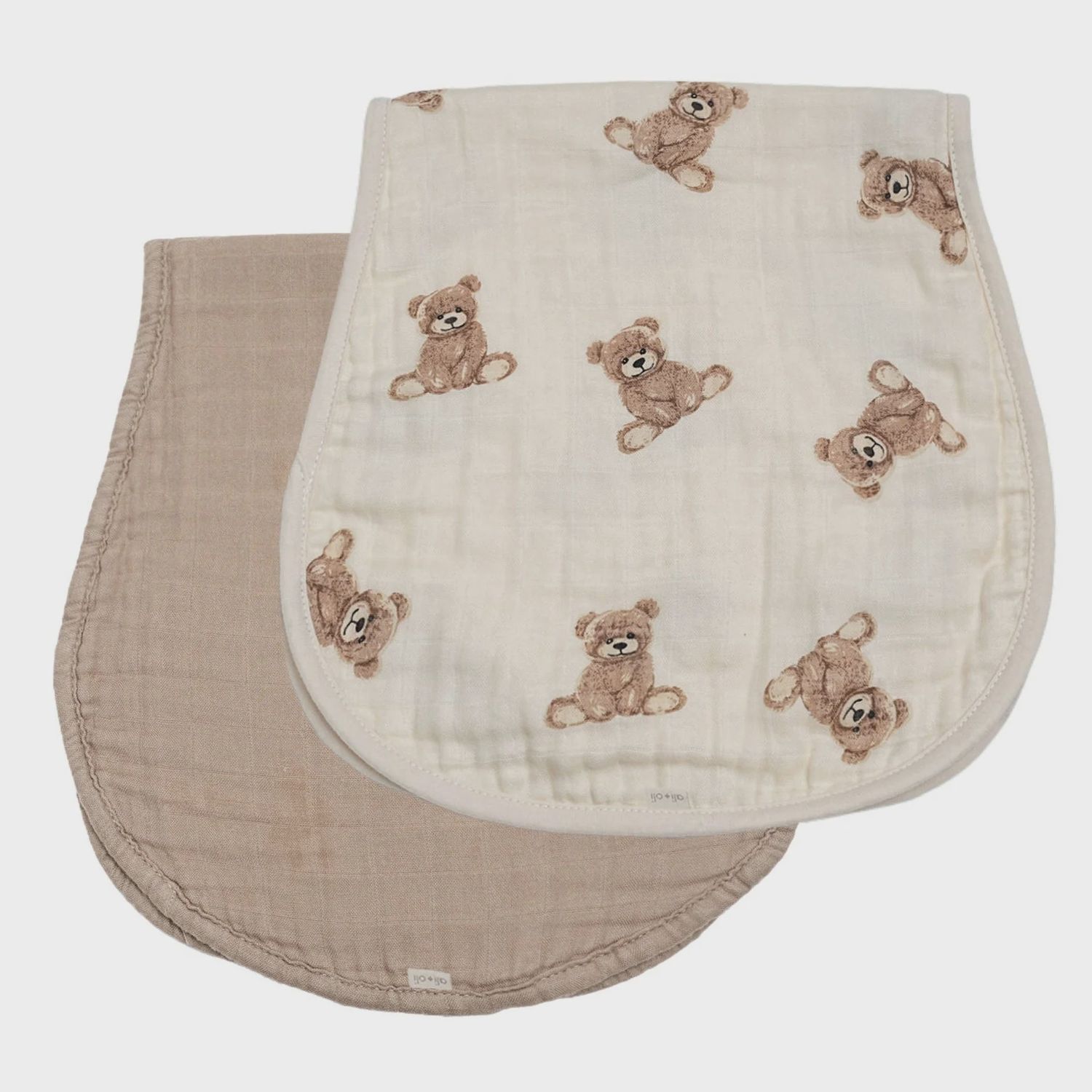 Muslin Burp Cloth 2-Pack - Teddy/Taupe