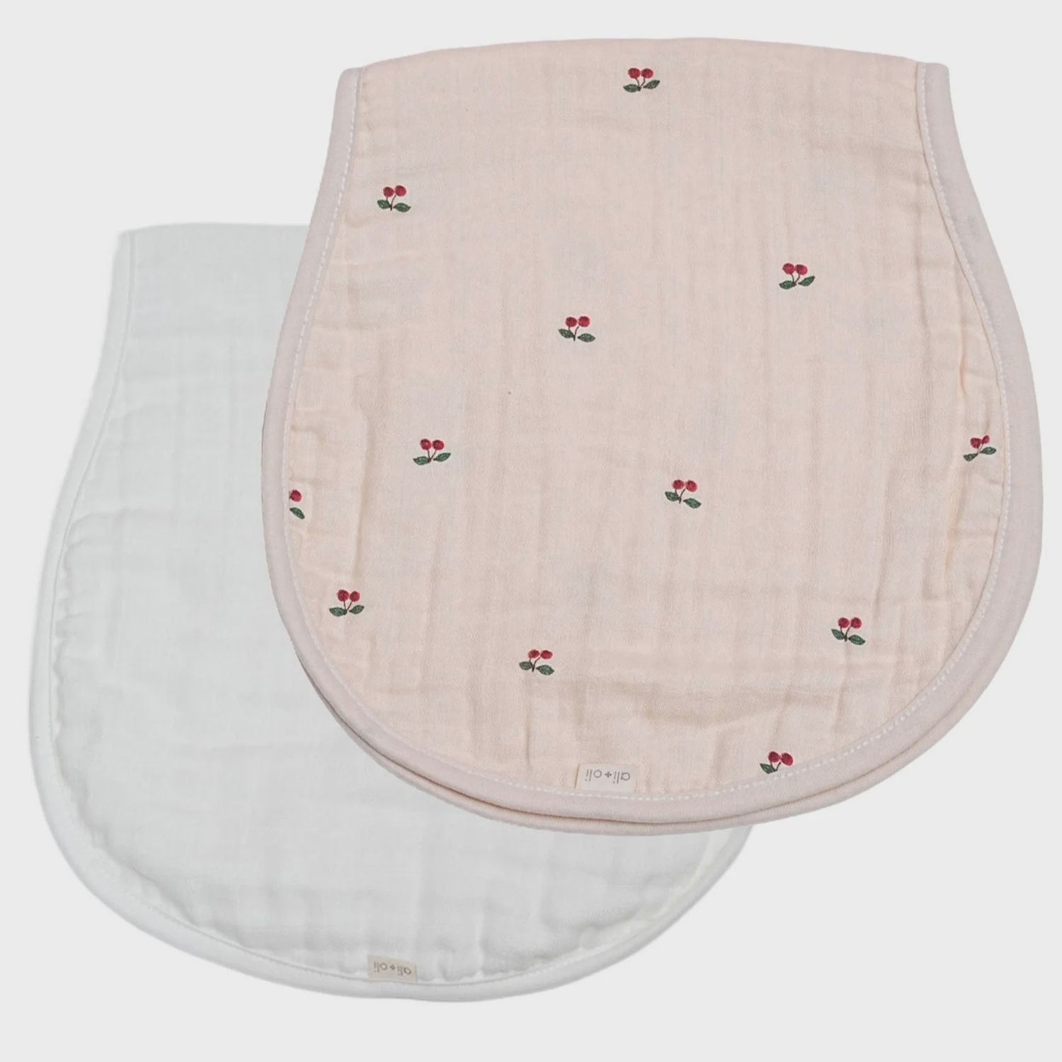 Muslin Burp Cloth 2-Pack - Cherries / White