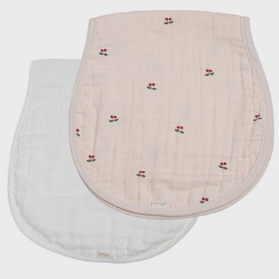 Muslin Burp Cloth 2-Pack - Cherries / White