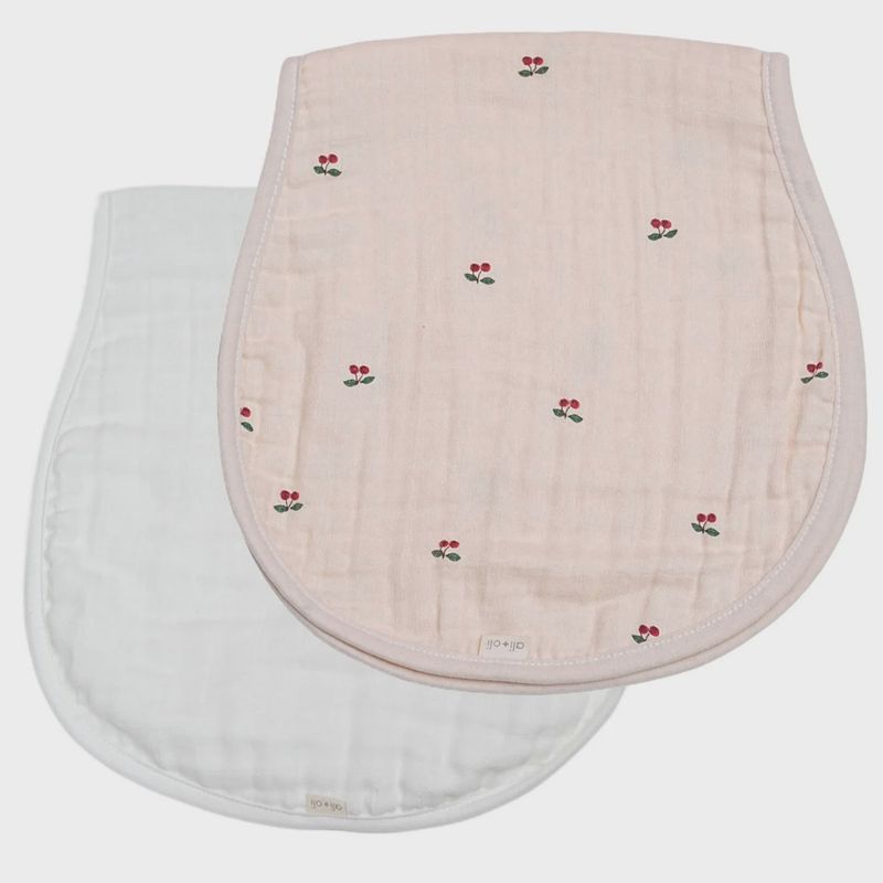 Muslin Burp Cloth 2-Pack - Cherries / White
