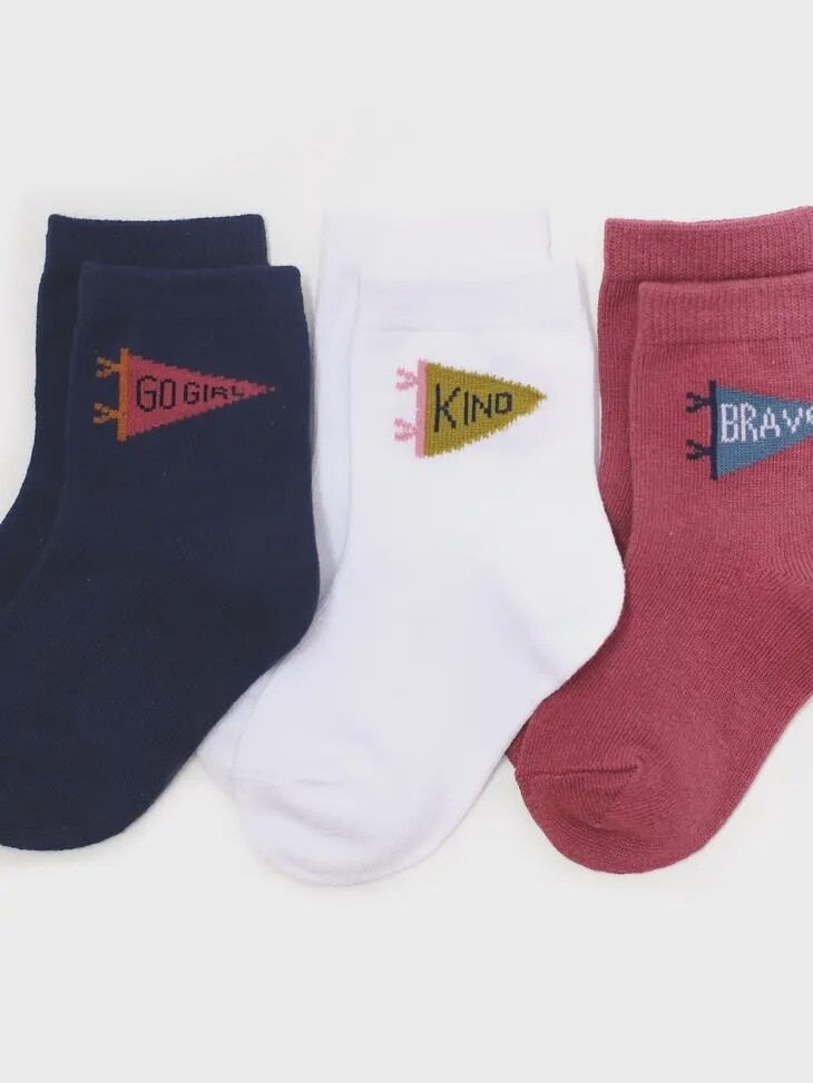 Kids Midi Socks - 3 Pack, Colour: Pennant, Size: 7-10Y