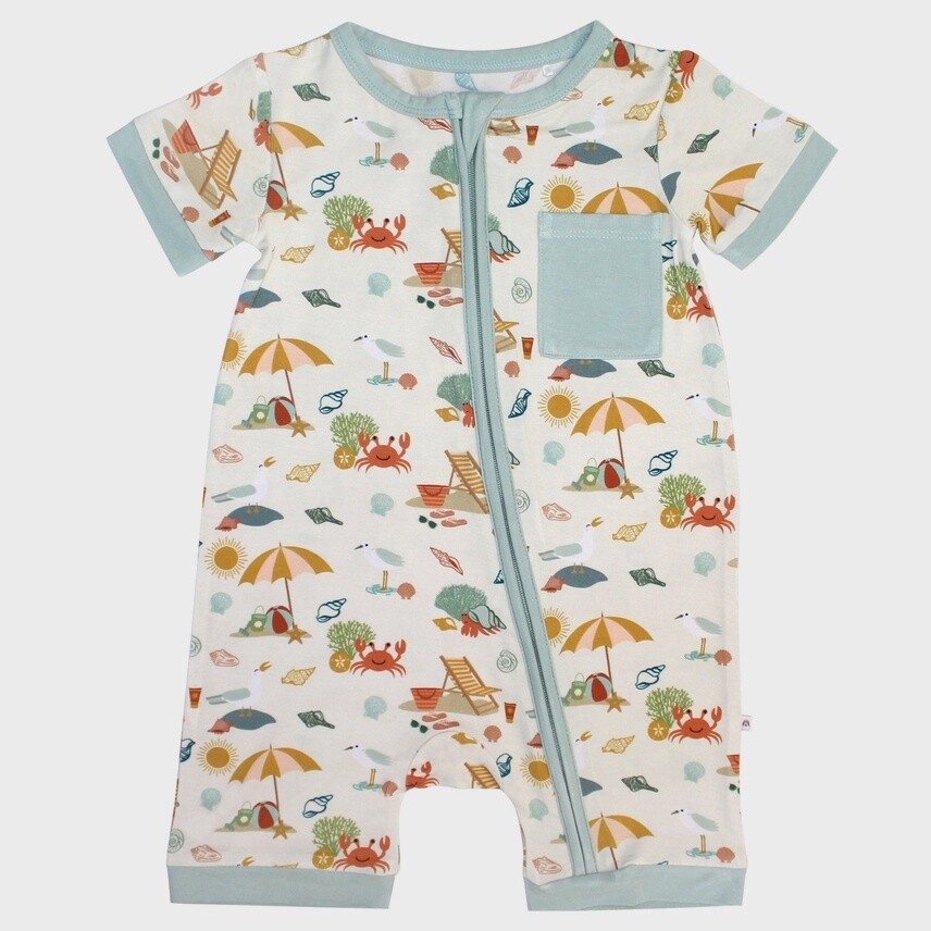 Bamboo Shortie Romper - Beach Day