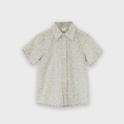 Boys Short Sleeve Collar Shirt - Pastel Green and Peach Boys Short Sleeve Collar Shirt - Pastel Green and Peach