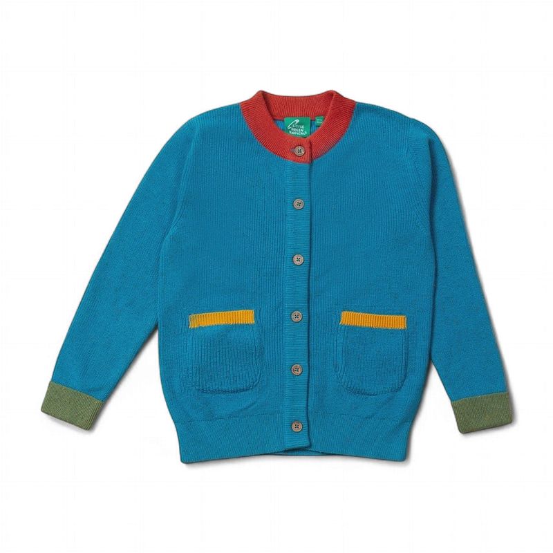 Knitted Cardigan - Deep Blue Color Block