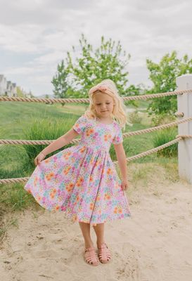 Classic Twirl Dress in Pink Flowers Classic Twirl Dress in Pink Flowers
