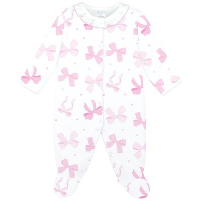 Pima Cotton Footed Onesie - Lovely Bows
