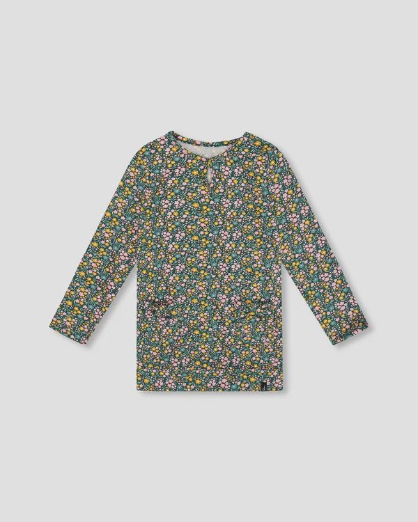 Jersey Tunic Green With Floral Print