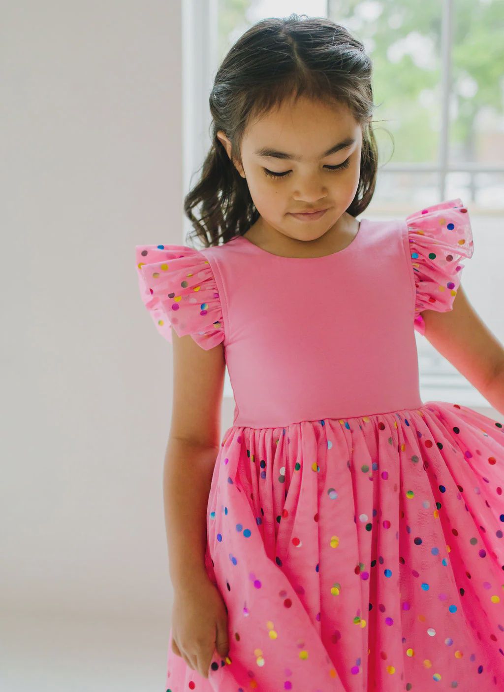 Girls Olivia Dress in Confetti Pop