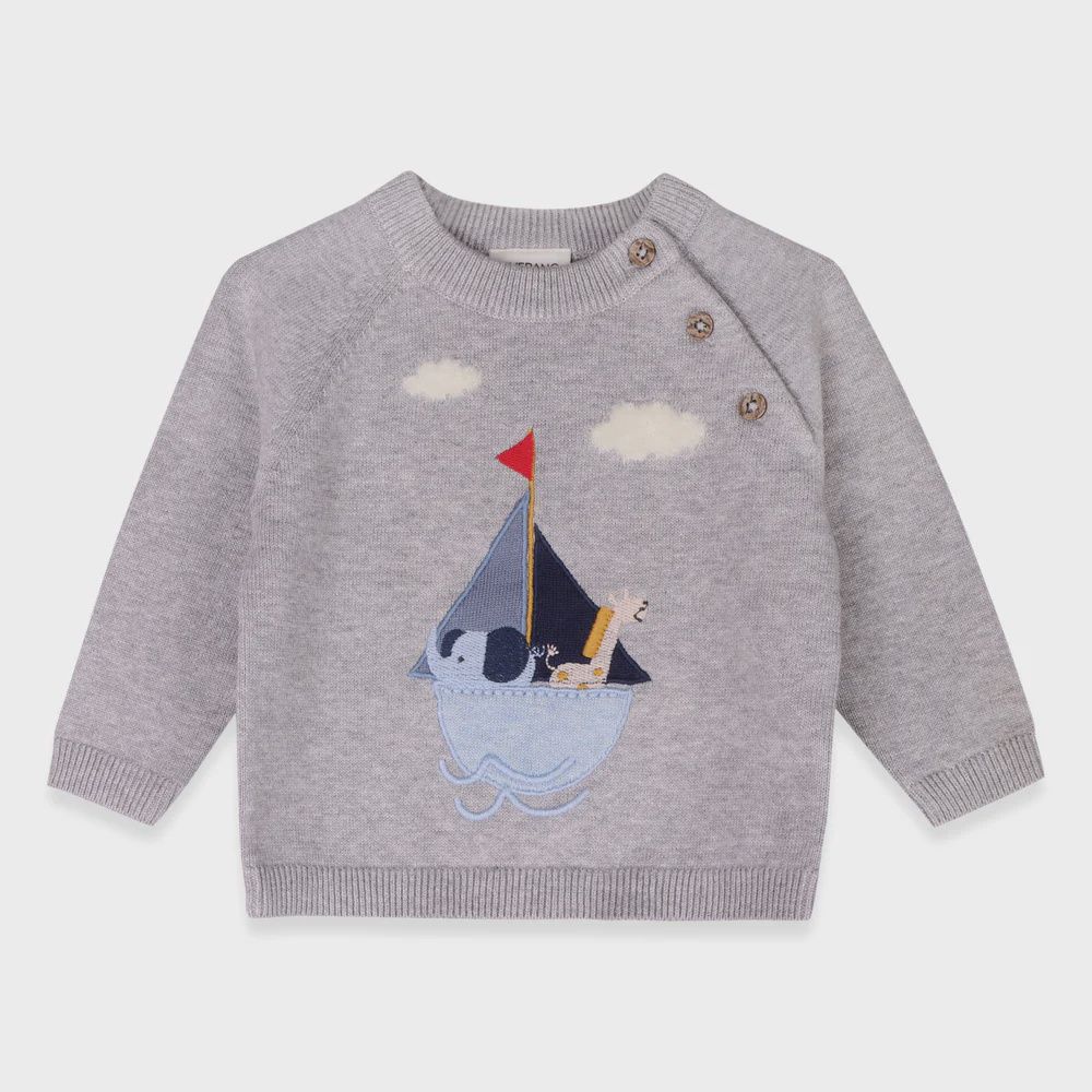 Applique  Knit Sweater - Sailboat