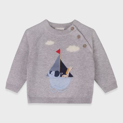 Applique  Knit Sweater - Sailboat