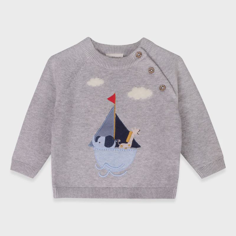 Applique  Knit Sweater - Sailboat