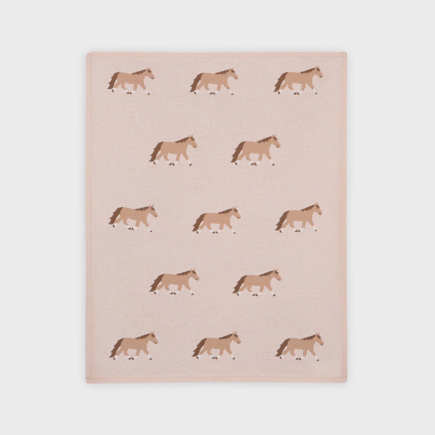 Organic Cotton Jacquard Knit Baby Blanket - Horse