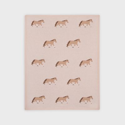 Organic Cotton Jacquard Knit Baby Blanket - Horse