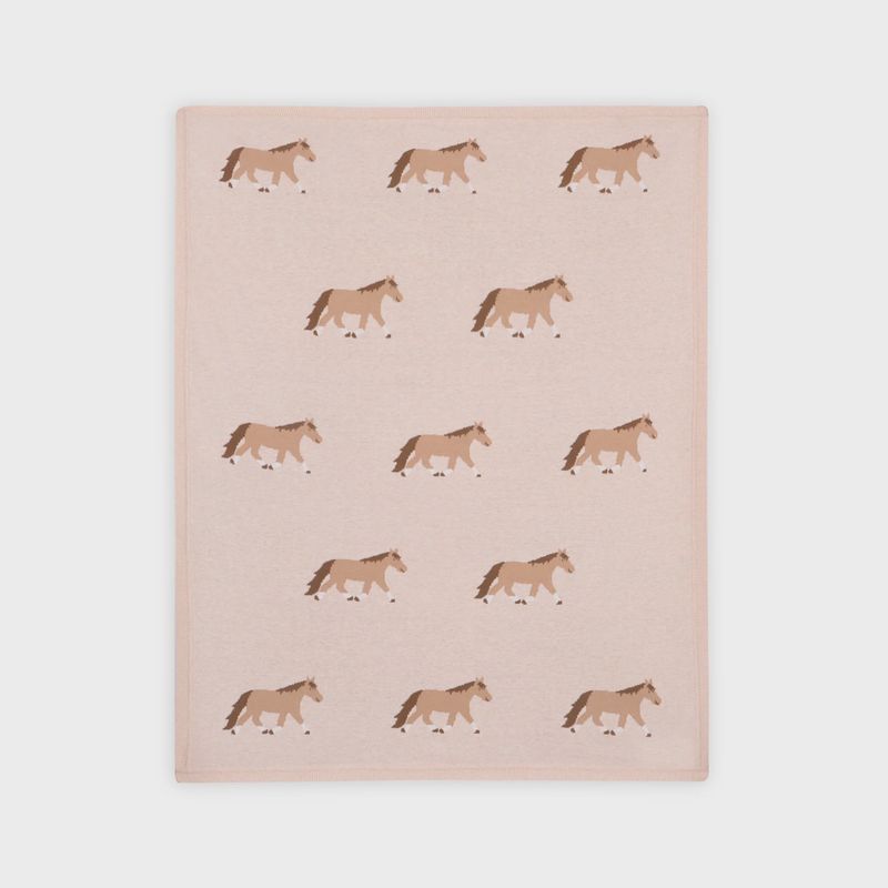 Organic Cotton Jacquard Knit Baby Blanket - Horse