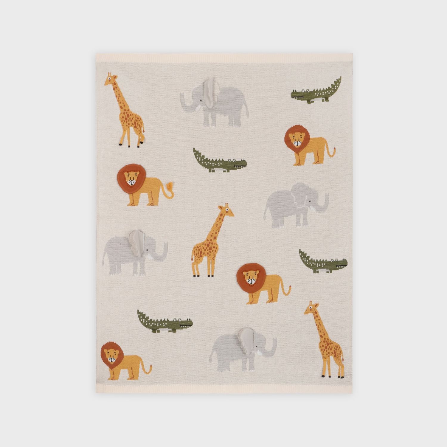 Organic Cotton 3D Jacquard Knit Baby Blanket - Savannah Safari
