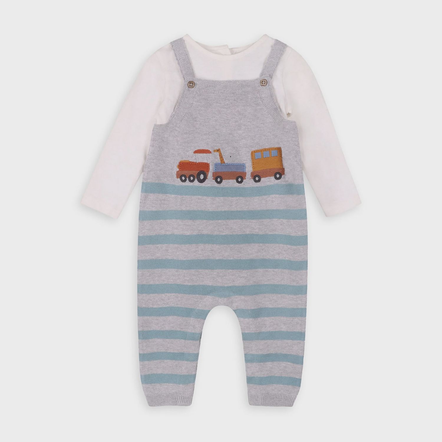 Jacquard Knit Overalls &amp; Long Sleeve Bodysuit Set - Train