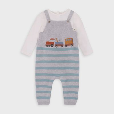 Jacquard Knit Overalls &amp; Long Sleeve Bodysuit Set - Train