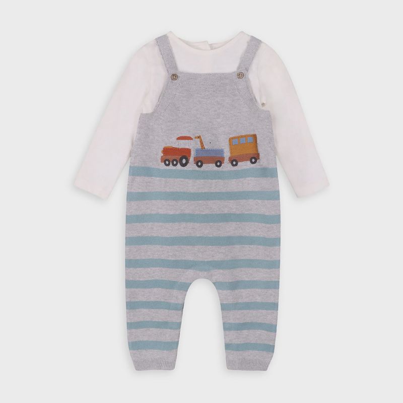 Jacquard Knit Overalls &amp; Long Sleeve Bodysuit Set - Train