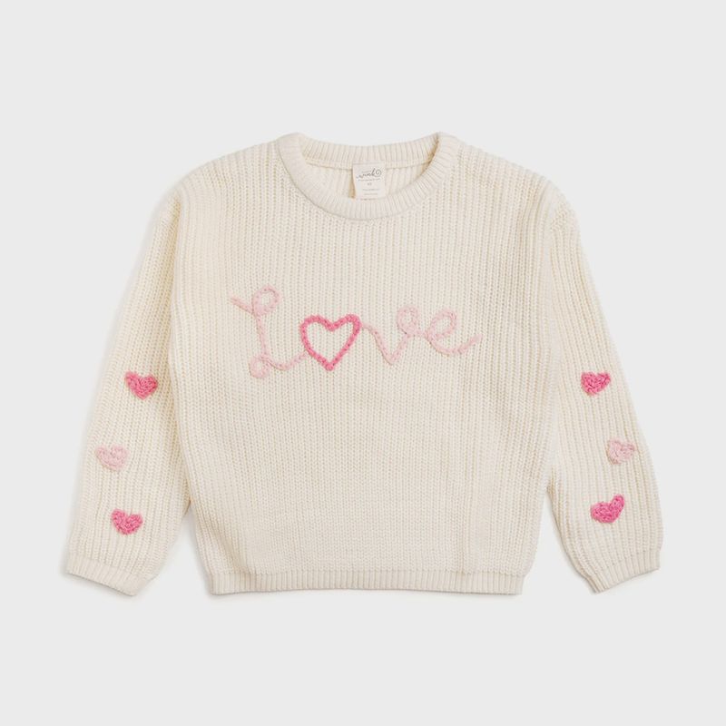 Girls Knit Sweater - Ditsy Love Valentine's Day
