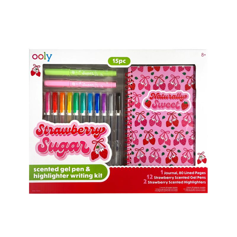 Strawberry Sugar: Scented Gel Pen &amp; Highlighter Writing Kit (15 PC Set)