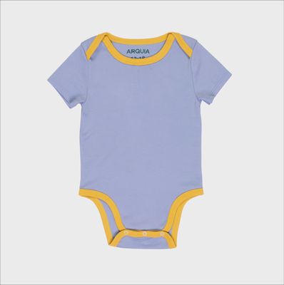 Short Sleeve Bodysuit - Chambray Blue with Yellow