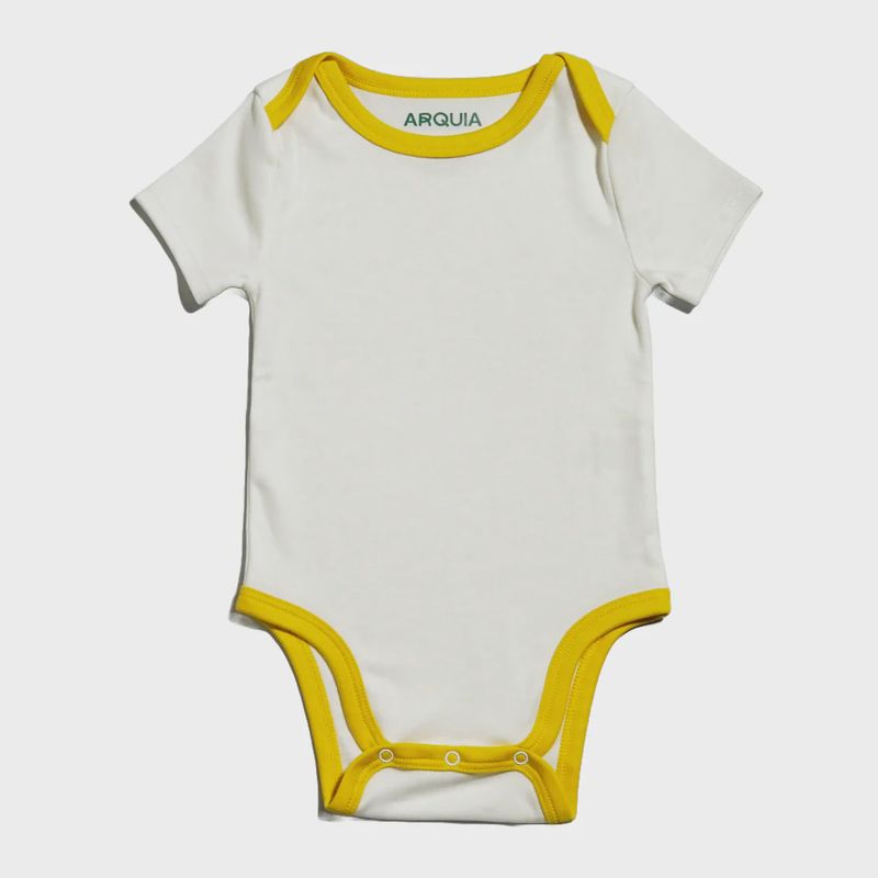 Short Sleeve Bodysuit - White with Misted Yellow