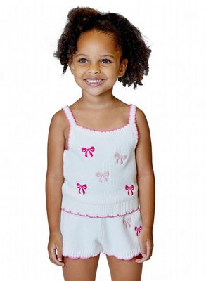 Knit Shorts- Pink Bows