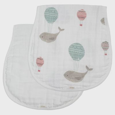 Muslin Burp Cloth 2-Pack - Whales