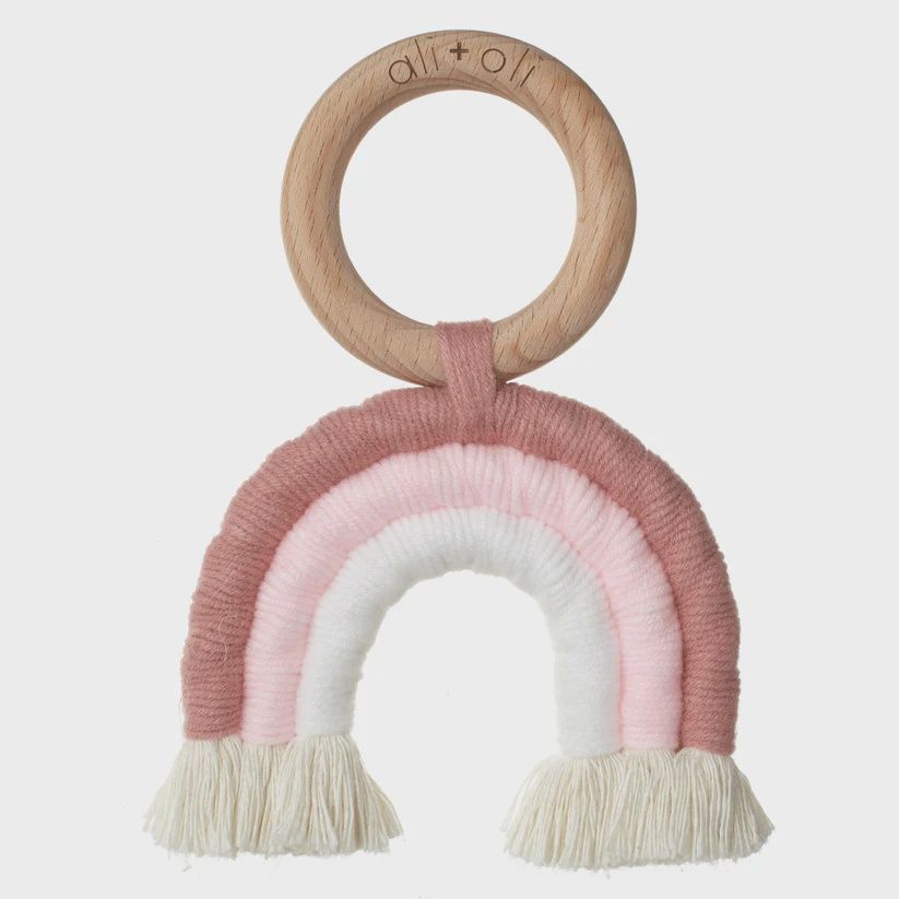 Mini-Macrame Rainbow Teething Toy for Baby - Pink