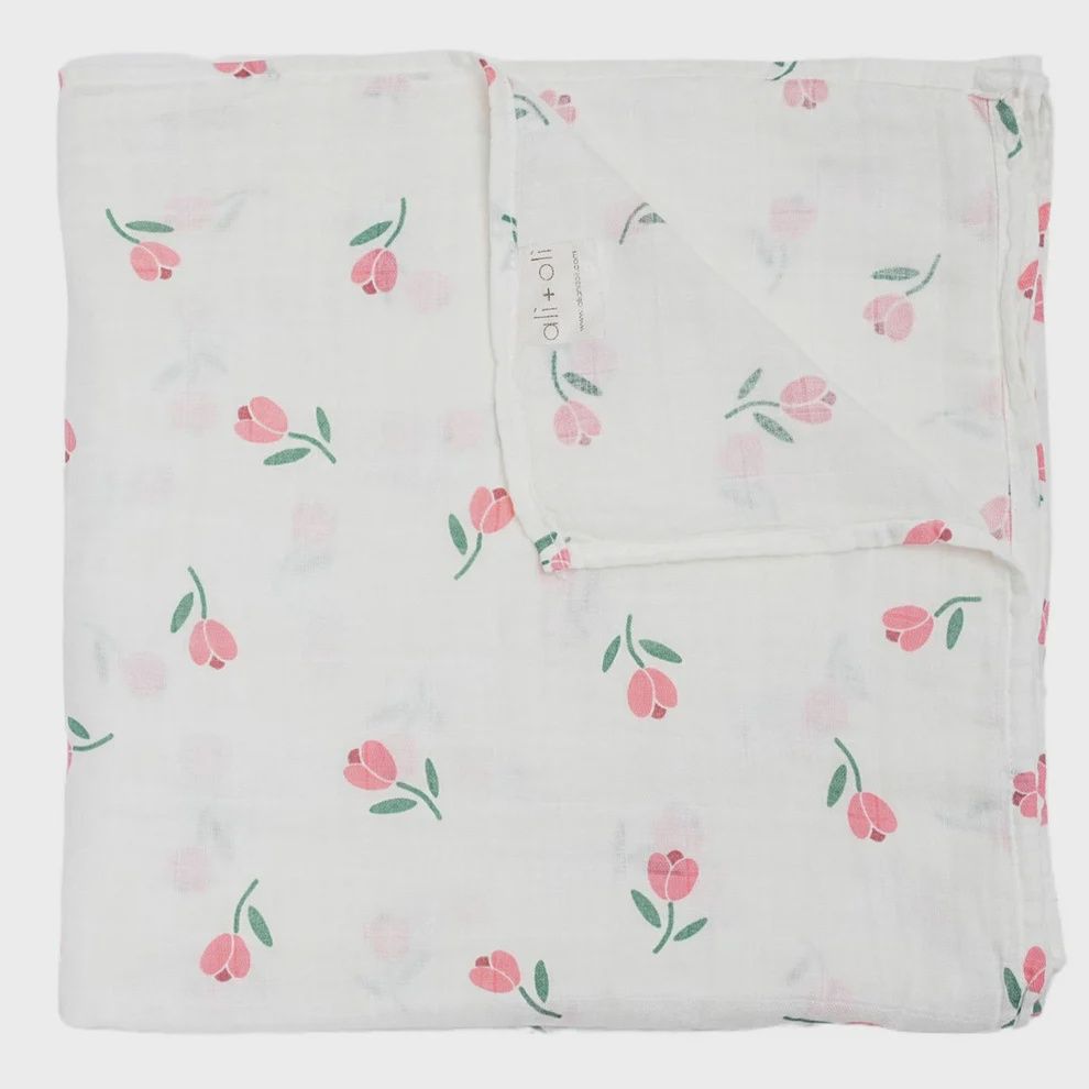 Muslin Swaddle Blanket - Tulips
