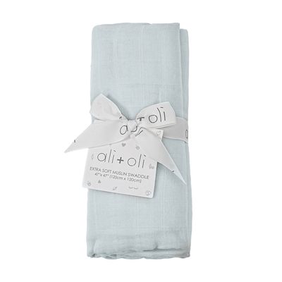 Bamboo Muslin Swaddle Blanket - Misty Sky