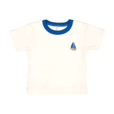 Short Sleeve Top - Natural &amp; Blue