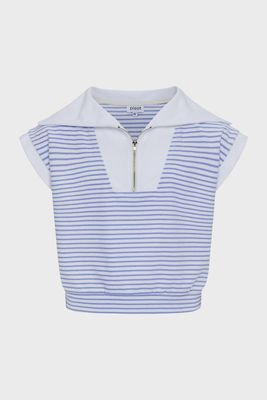 Callie Top - Blue/White French Terry