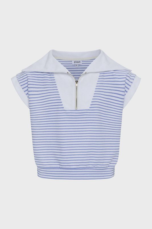 Callie Top - Blue/White French Terry