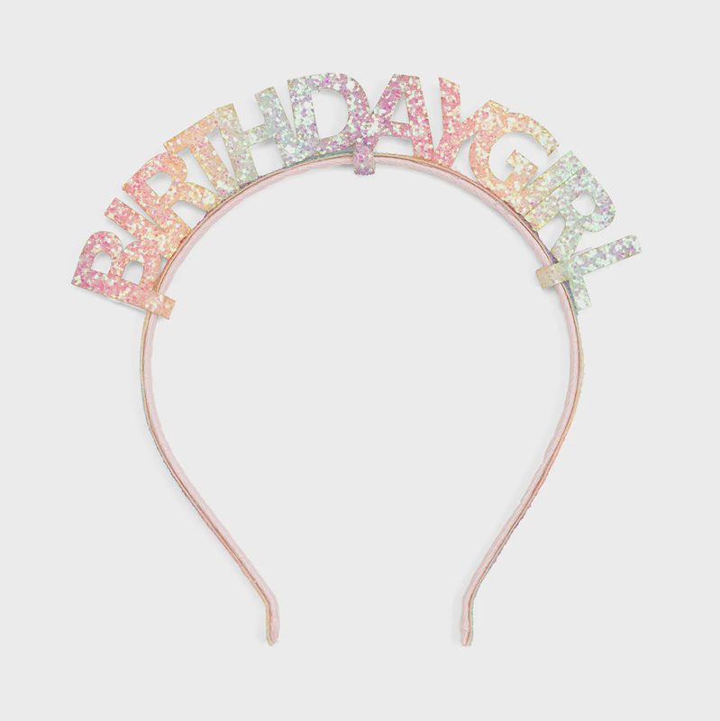 Pastel Rainbow Birthday Girl Headband