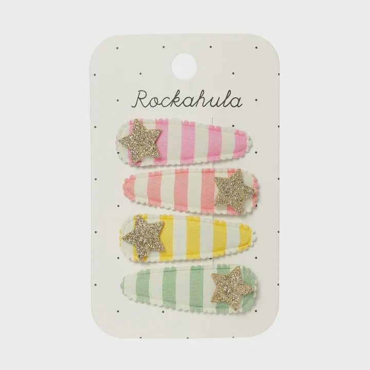 Stripy Star Fabric Clip Set