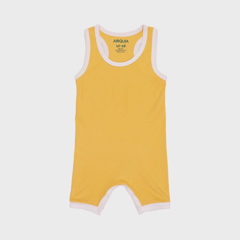 Cotton Romper - Yellow  and White