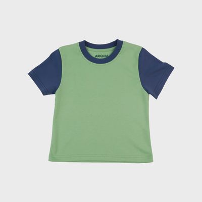 Short Sleeve T-Shirt - Contrast Grass Green and Navy Blue